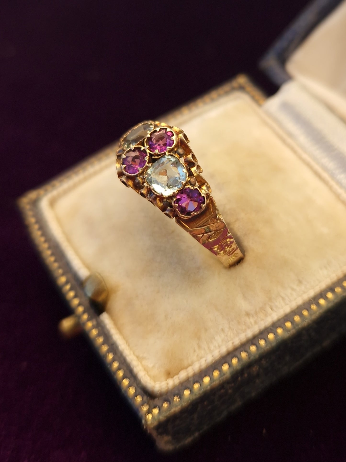 Antique 1872 Victorian 12ct Gold Flint Glass Ring