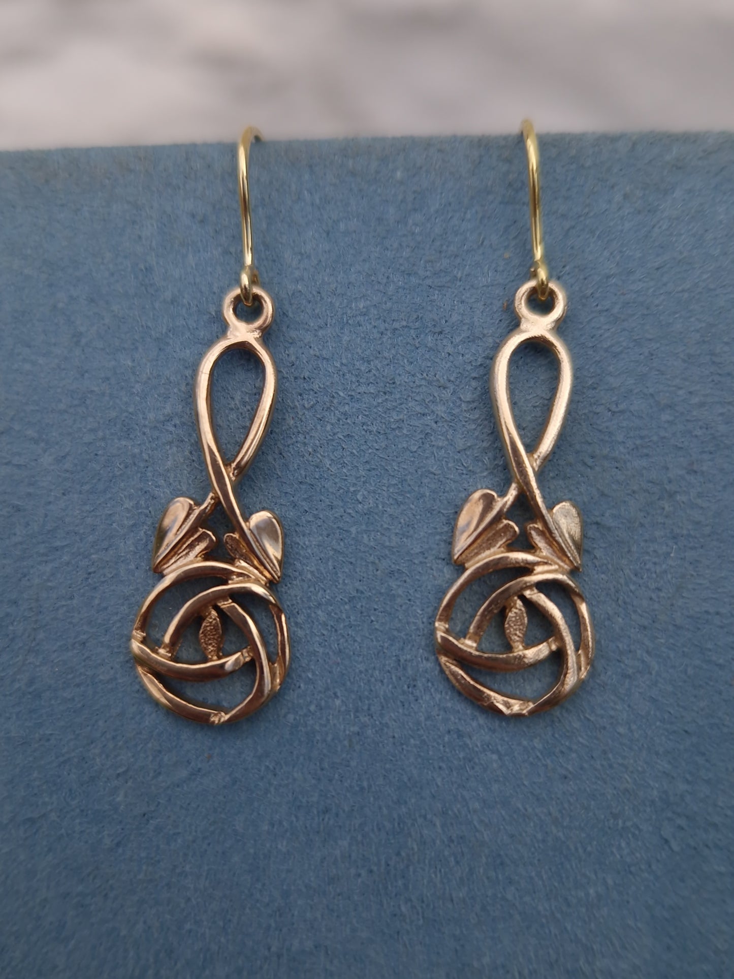 Vintage Art Nouveau Style 9ct Gold Earrings
