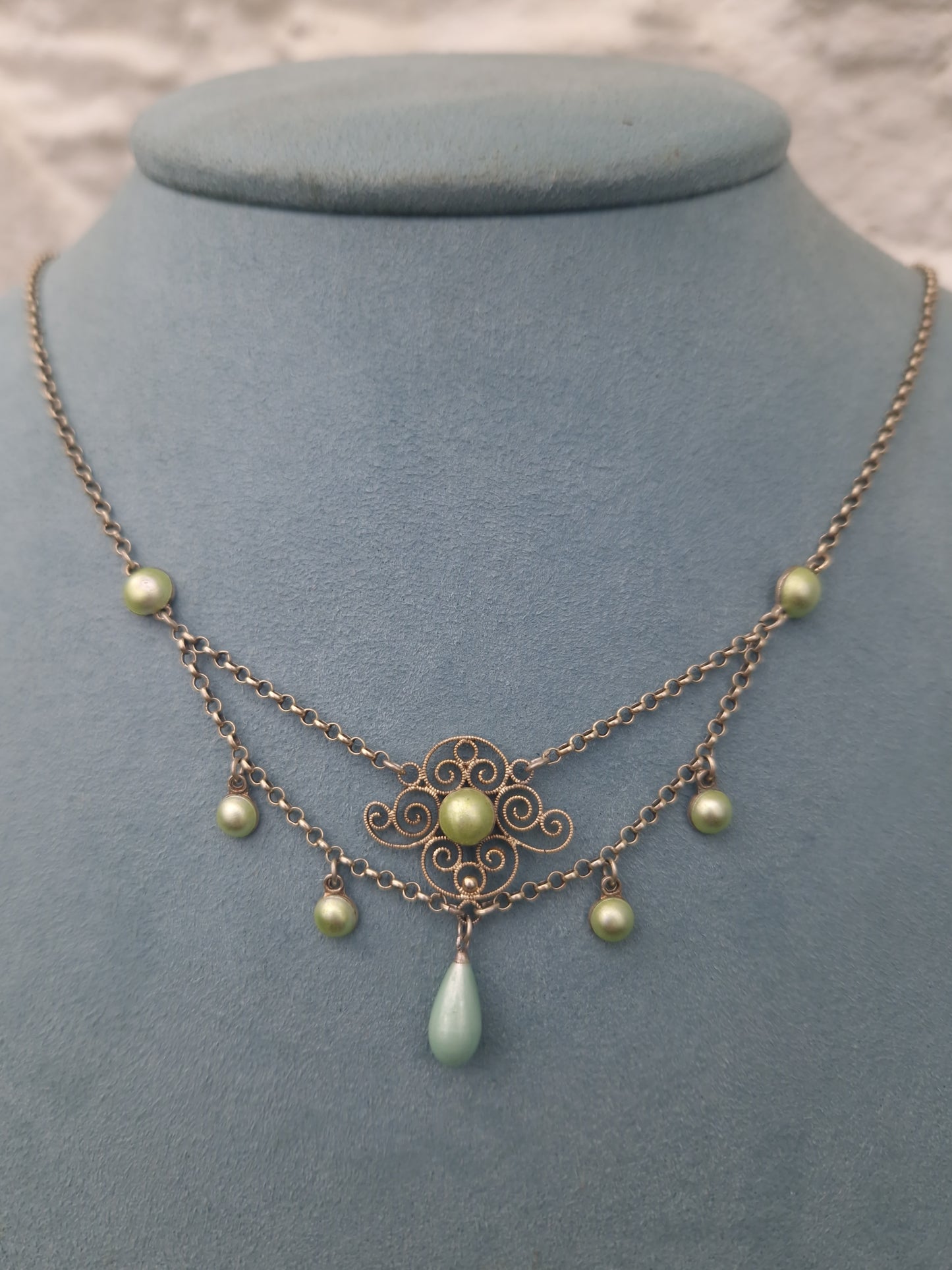 Antique Marius Hammer Silver Enamel Norwegian Necklace