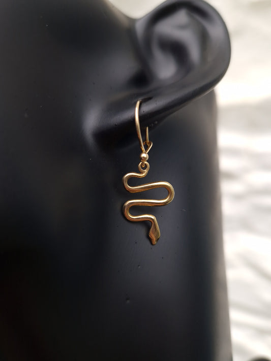 Vintage Snake Earrings 14ct Gold
