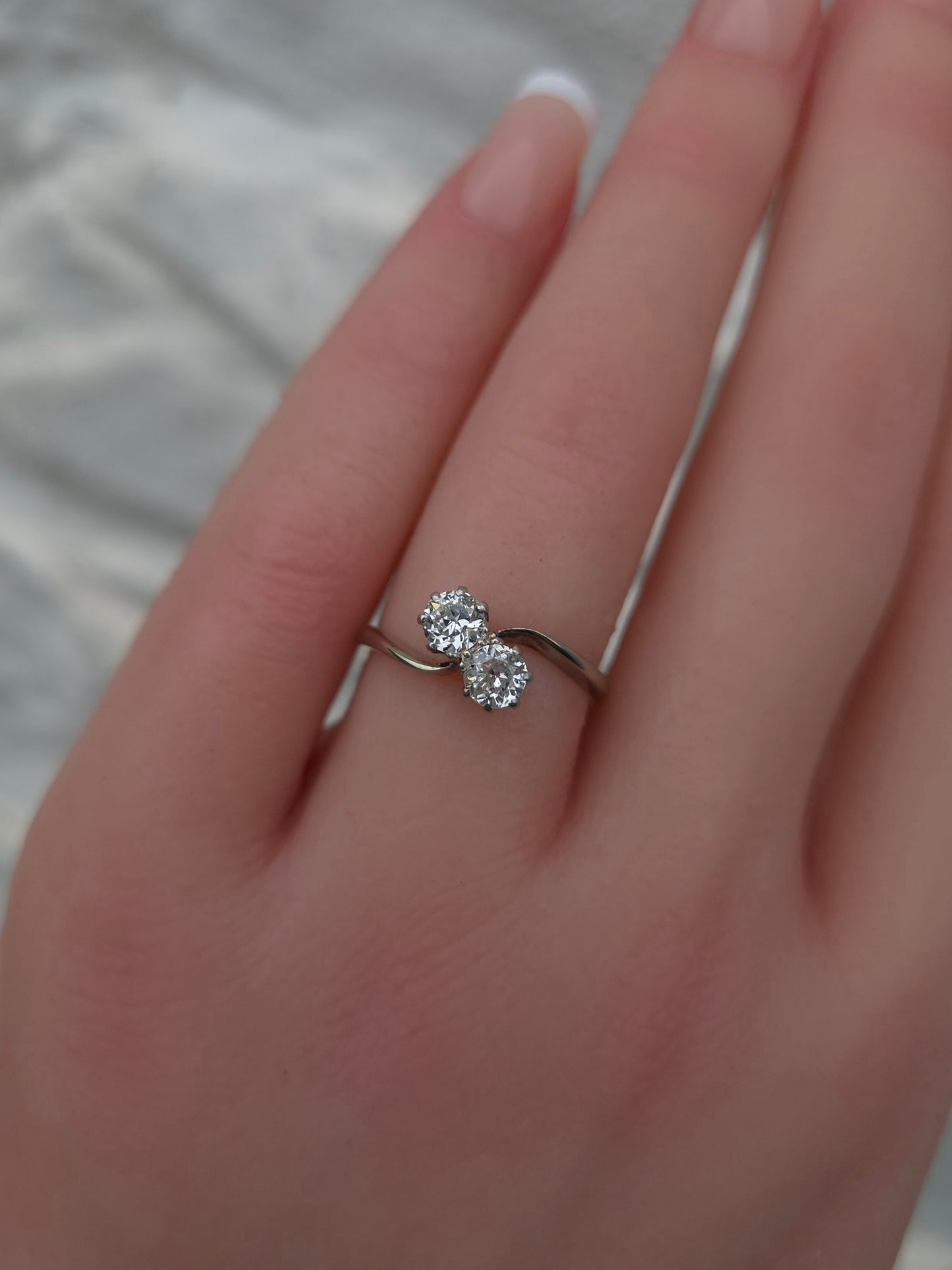Art Deco 'Toi et Moi' Diamond Ring 0.50ct Platinum 18ct Gold