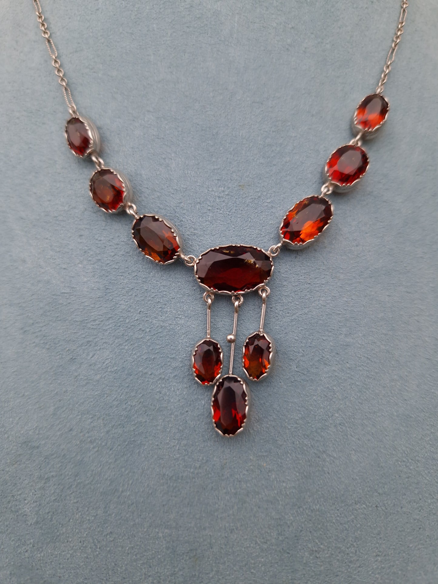 Antique Citrine Lavalier Silver Necklace