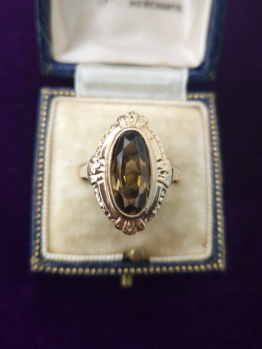 Vintage Smoky Quartz 9ct Gold Ring