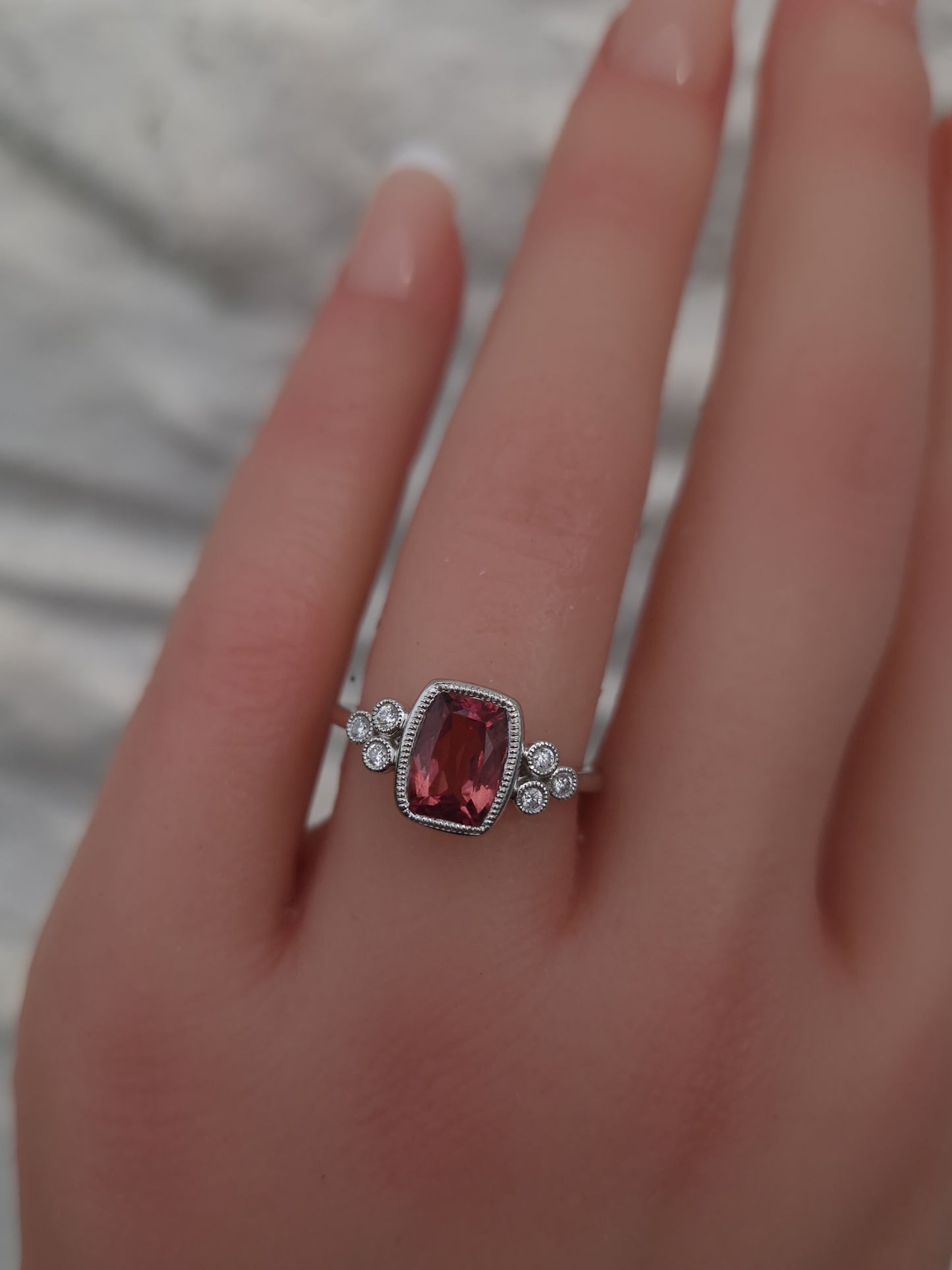 Pre-loved Pink Tourmaline Diamond 18ct White Gold Ring