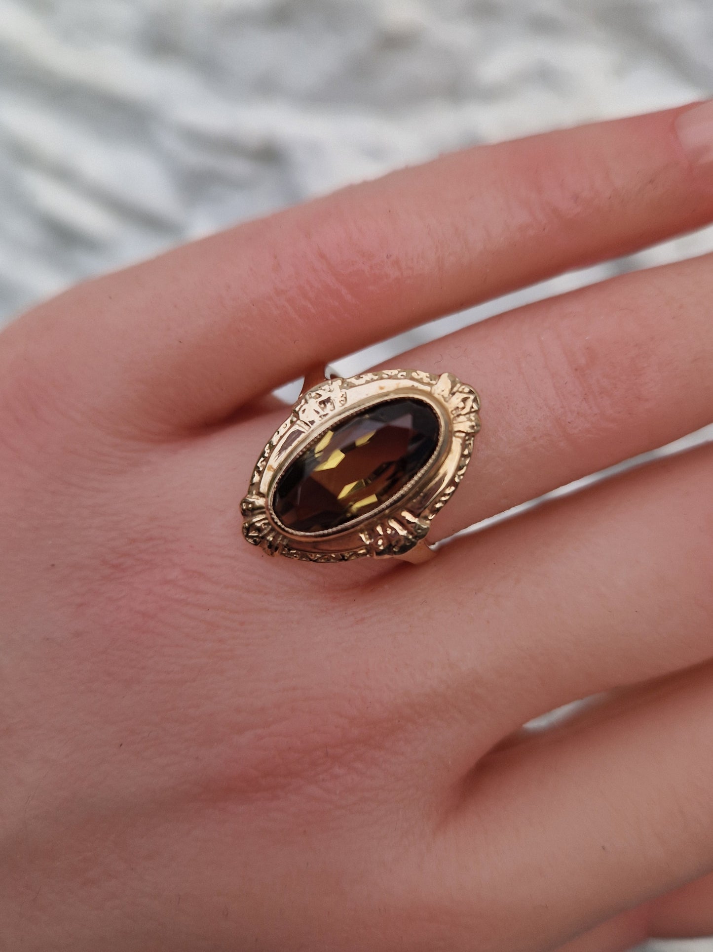 Vintage Smoky Quartz 9ct Gold Ring