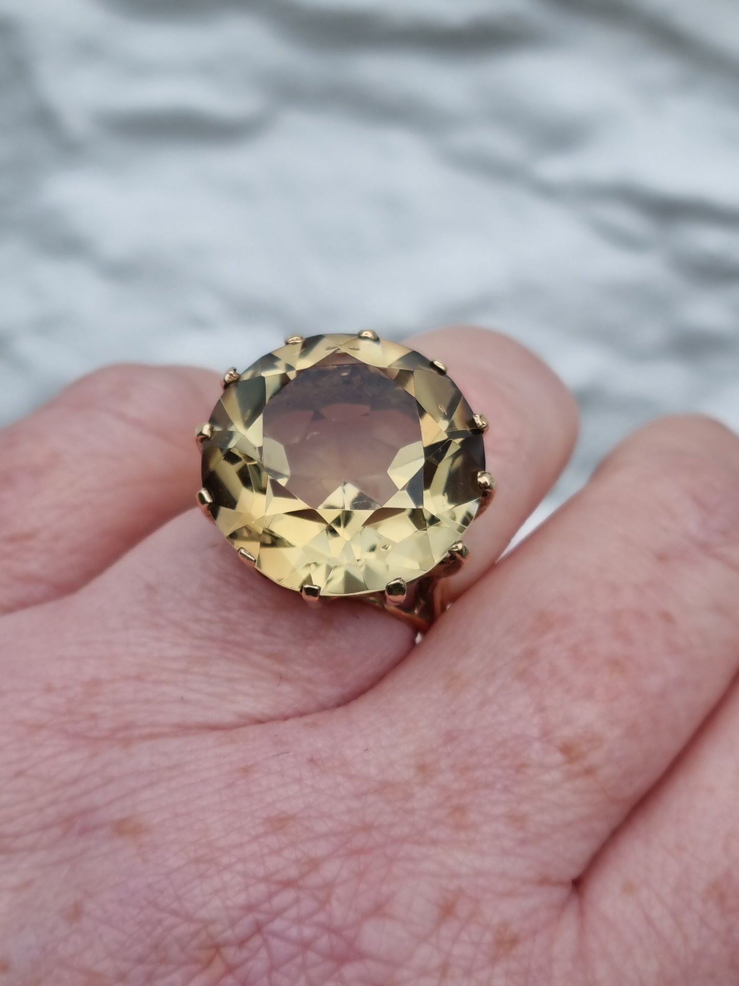 Vintage Citrine Cocktail 9ct Gold Ring