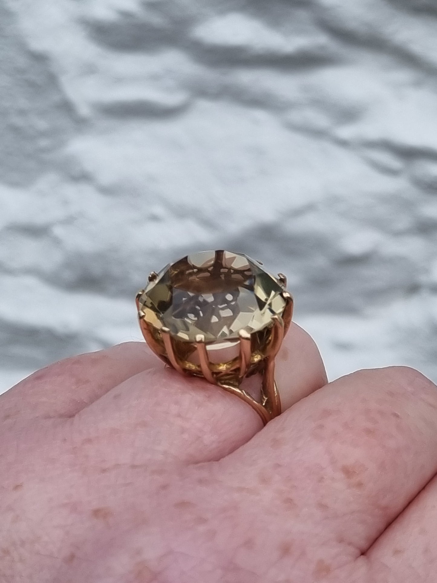 Vintage Citrine Cocktail 9ct Gold Ring