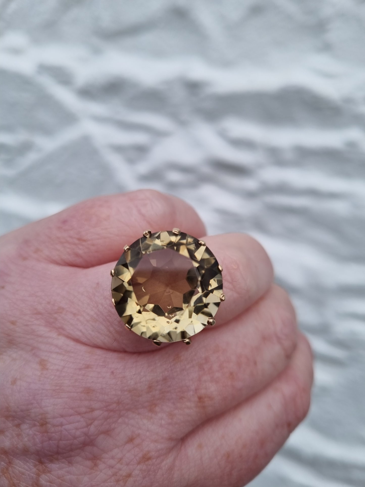 Vintage Citrine Cocktail 9ct Gold Ring